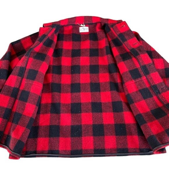 Vintage Minnesota Woolen Lumberjack Buffalo Plaid Shirt Jacket Heavy Wool Large - Picture 2 of 12
